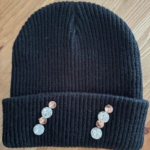 Black Beanie with Rhinestone Accents